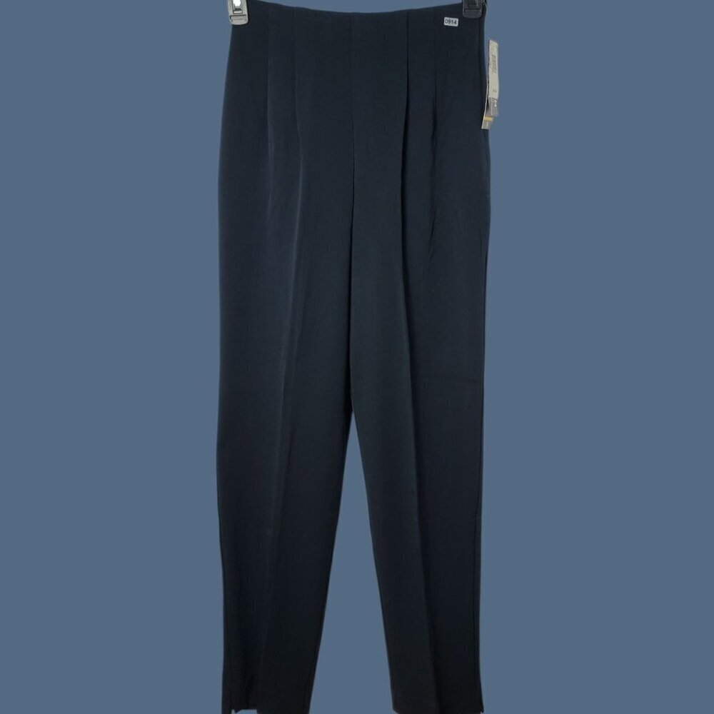 Briggs NY Womens plaited straight Pants Polyester blend Navy Size 8